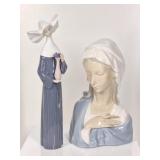 2 Lladro: Flying Nun & Mary Bust