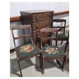 Antique Wood Dresser, Sewing Rocker & More