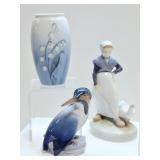 3 Porcelain Figurines: Bing & Grondahl & More