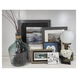 Wall Art, Table Lamp, Blue Jug