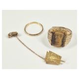 11.51 Grams 10KT Gold Jewelry: Tigereye Ring, Band