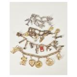 4 Vintage Charm bracelets: Sterling & TWA