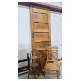 6 Panel Oak Door, Cane Chair, Plant Stand, Rack