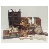 Mantel Clock, Tiles, Coin Boxes, Display Case
