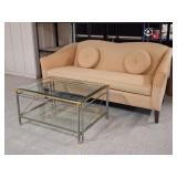 Ethan Allen Hump-Back Sofa & Glass Coffee Table