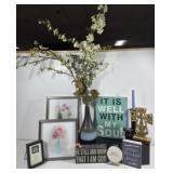 Floral Art, Wooden Candle Sticks, Vase