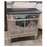 Granite Topped Mirrored Front Entry Stand / Table