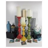 Wood Candle Stocks, Glass & Ceramic Vases