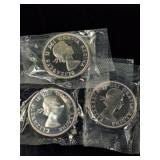 (3) 1964 Canadian Silver Dollars, 80% Silver