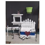 Painted Wood Benches, Planter w/ Stand & More