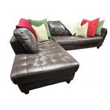 Faux Leather Sectional Footstool, Fabric