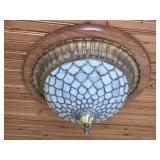 Stained Glass Ceiling Light Cover & Brass Surround