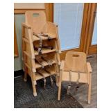 (5) Community Wooden Child Chairs with Straps