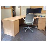 National Furniture L-Shaped Desk, Steelcase Chair