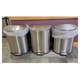 3 Qualiazero Stainless Steel Trash Cans
