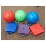 3 Four Wheel Scooter Boards & Bouncy Balls