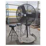 Industrial Chicago Fan, Lamp, Barstools