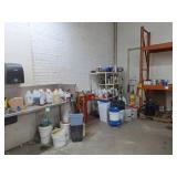 Metal Shelving Unit, Cleaning Supplies