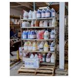 Metal Shelf with Industrial Cleaning Chemicals