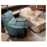 Recliner, Upholstered Chair w Ottoman