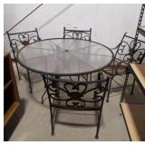 Wrought Iron Patio Set: Table & 4 Chairs
