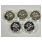 5 Piedfort 1986 French Silver Statue Liberty Coins