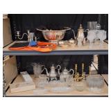 Towel Silverplate, Crystal Glasses, Candlesticks