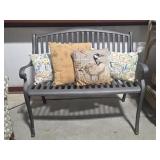 Garden Bench & Decorative Pillows