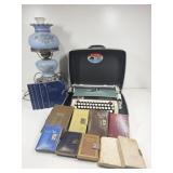 Hurricane Lamp, Vintage Diaries, Typewriter