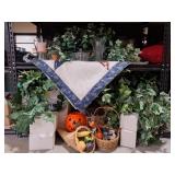 Star Quilt, Faux Greenery, Wicker Baskets