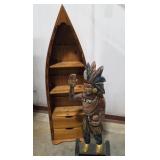 Canoe Display Shelf, Cigar Store Indian Statue