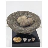 Pestle & Mortar, Ammonite Fossil, Arrowheads