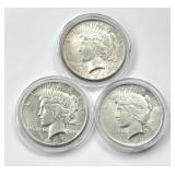 3 Peace Silver Dollars: 1922, 1924 & 1935