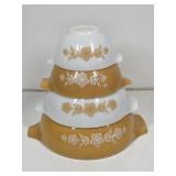 4 Vintage Butterfly Gold Pyrex Bowls