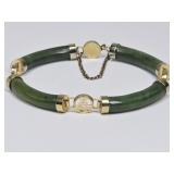 Vintage Curved Jade & Gold Tone Bracelet