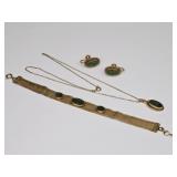Vintage Jade: Earrings, Mesh Bracelet & Pendant