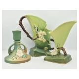 3 Roseville Pottery: Apple Blossom & White Rose