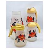 Hazel Atlas 2 Waffle Pitcher & 2 Syrup Pitchers