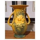 Roseville Pottery Brown Peony Double Handle Vase