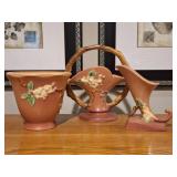 3 Roseville Pink Apple Blossom Pottery Pieces
