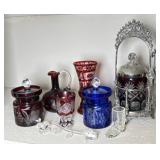 Pickle Caster, Etched Bohemian Glass