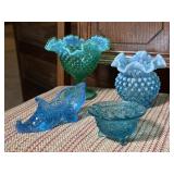 Fenton Vase, Mosser Slipper, Imperial Ashtray