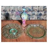 Vaseline Glass, German Porcelain Vase