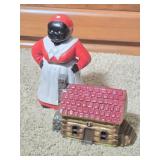 Black Americana Cast Iron Bank, Cabin Coin Bank