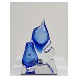 2 Handcrafted Ladislav Czech Bohemian Glass Vases