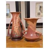 2 Roseville Vases: Bleeding Heart & Foxglove