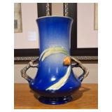 Roseville Blue Pine Cone Pottery DBL Handle Vase