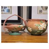 2 Roseville Pottery White Rose Pieces