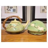 2 Green Apple Blossom Roseville Pottery Pieces