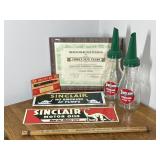Sinclair Motor Oil Bottles, Slide Rule, Signs
